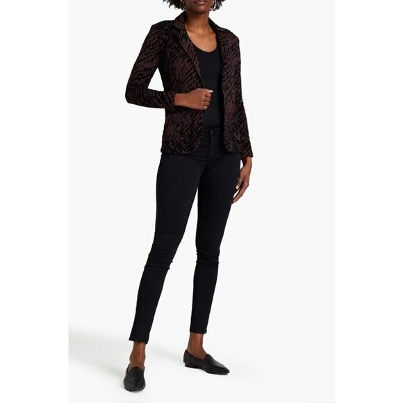 MAJESTIC FILATURES Burnout Animal Print Flocked Fleece Jersey Blazer 1 S $265 - Picture 2 of 10